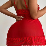 European and American cross-border new lace splicing sexy perspective suspender skirt