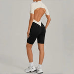 Women's Seamless Yoga Jumpsuit Sports Workout Running Hip-lifting Slim Fit Shorts One-Piece Training Fitness Gym Bodysuit