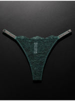 Lace Sexy Girls Women Panties Seamless Underwear Rhinestone G String Letter Transparent Thong For Female Low Rise Ladies Briefs