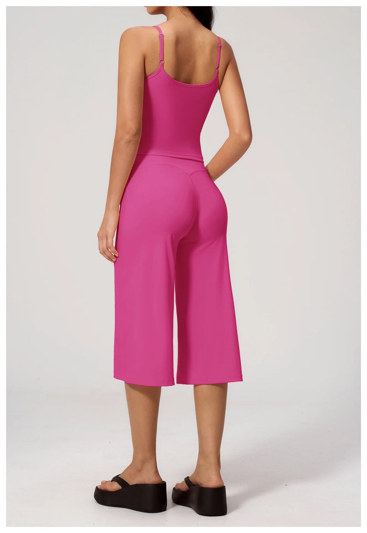 Gym Workout Yoga Sets Women Square Neck Slimming Sports Tank Top Fitness Gym Suit Outdoor High Waist Flare Pants Two-piece Set