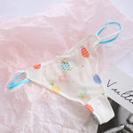 Sexy Pantis Mesh T Pants Thong Cute Transparent Strawberry Cherry Ladies Panties Underwear Low Waist Seamless Lace G-string Wome