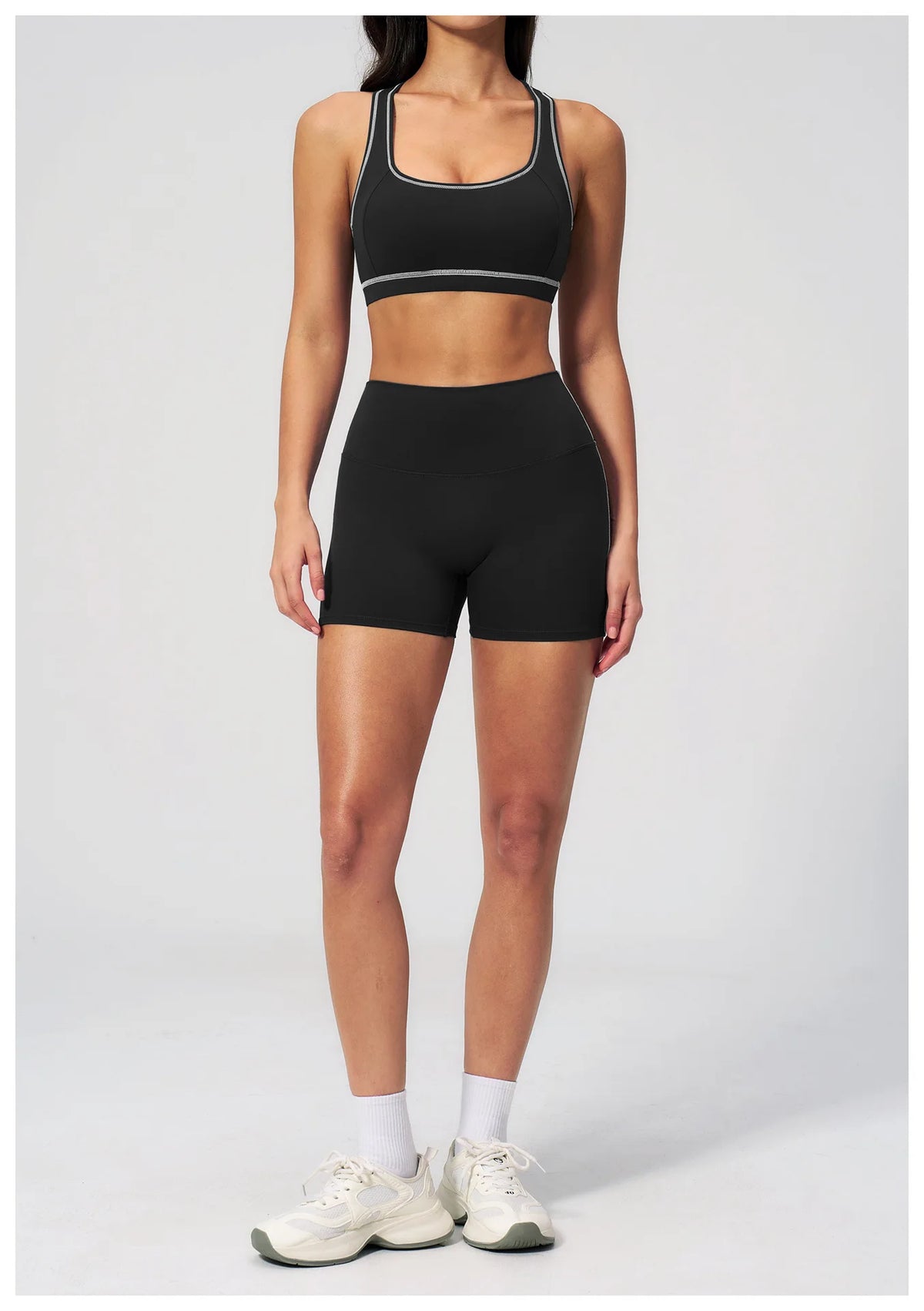 Summer New Color Contrast Yoga Set Women Tight I-shaped Back Sports Bra Versatile Fitness Suit High Waist Shorts Workout Clothes
