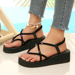Lightweight Crystal Wedges Rome Sandals Women Plus Size 42 Thick Sole Eva Summer Sandles Woman Non Slip Platform Beach Sandles