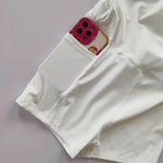 Women's sports yoga short skirt, badminton tennis skirt pants with inner pockets and side slit straps