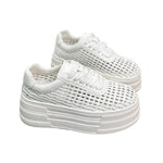 Women's Low Cut Breathable Hollow Out Sneakers Summer Fashion Casual Shoes Thick Bottom Lightweight Versatile