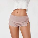 Women Side Split Shorts Pajama Shorts Y2K Soft Comfy Ruched Elastic Waist Lounge Pants Stretch Sleep Pj Bottoms Sleepwear