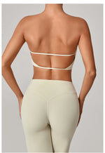 Padded Backless Bandeau Sports Bra Gym Women Crop Tube Top Seamless Yoga Top Sexy Workout Sportswear Push-up Fitness Underwear