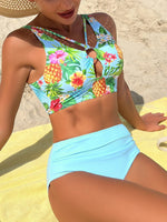 Sexy High Waist Bikini Floral 2026 Women Swimsuit Two Piece Swimwear Female Bikinis Set Blue Bathing Suits Brazilian Biquini