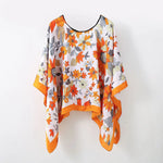 Simulated Silk Pullover Shawl Sweater Summer Beach Sun Protection Cape Women's Beach Towel Versatile Gauze Scarf Multifunctional