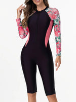 2026 Zipper Slim Swimsuit Women Long Sleeve & Knee One Piece Swimwear Female Bather Bathing Swimming Swim Surf Suit Beachwear