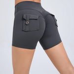 Peach Butt Fitness Shorts Women's Exercise Three-Quarter Pants Cargo Air Dry Pocket Yoga Tight Lift Summer