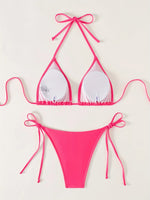 ZTVitality Sexy Halter Solid Color Stick Fruits Bikini Set Women Swmsuit Two-Piece Bandage Swimwear Bathing Suit Summer Biquini