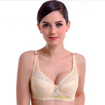Sexy Lace Bra Plus Size A B C D Cup Underwire Gather Adjustment Plunge Lingerie Bras For Women Embroidery Underwear BH Top