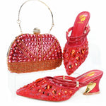 Doershow High Quality African Style Ladies Shoes And Bags Set Latest gold Italian Shoes And Bag Set For Party1-10