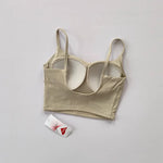 Small Sling Vest Integrated Fixed Gathering Sports Underwear Women's Bra Beauty Back Training Fitness Bra Summer Clothing