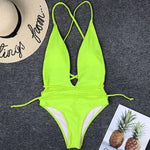 Sexy Deep V Neck Wrap Around Female Swimwear One Piece Swimsuit Women Backless Monokini High Leg Cut Bathing Suit Swim Beachwear
