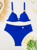 sexy push up bikinis sets two pieces solid high waist swimsuit bathing suit Swimwear Biquini conjunto de bikini tankini biquini