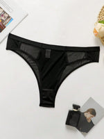 Fashion Plus Size Black Women Panties High Waist Sheer Mesh See-through Non-binding Comfortable Sexy Lingerie C2356