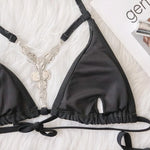 Bikini 2026 Sexy Crystal Diamond Hollow Vintage Solid Swimwear Swimsuit Women Bikinis Set Bathing Suit Beach Bikini Luxe Female