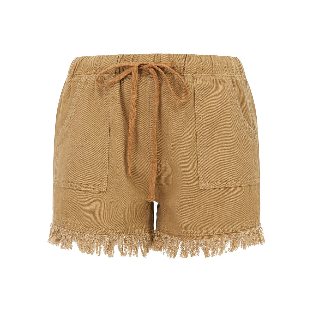 Women’s Summer Solid Color Washed Denim Shorts Casual Drawstring Elastic Waist Frayed Hem Loose Short Jeans Streeetwear