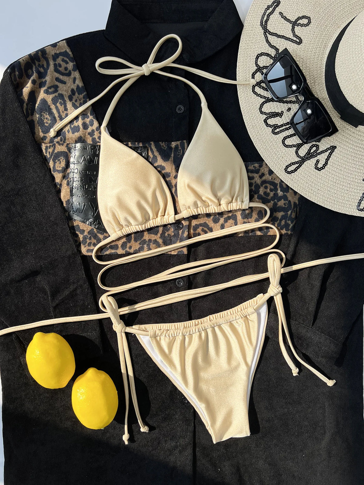 DEKA Brazilian Mini Micro Bikini Set Mujer Women Bandage Swimsuit Cross String Thong Swimwear Summer Beachwear Swim Suit