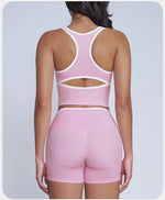 Tight Naked Yoga Shorts Suit Women Double Strap Sports Bra High Waist Flare Leggings Fitness Suit Gym Running Workout Clothes