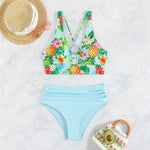 Sexy High Waist Bikini Floral 2026 Women Swimsuit Two Piece Swimwear Female Bikinis Set Blue Bathing Suits Brazilian Biquini