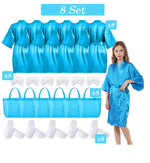 6-15 Set Muti Colors Spa Party Robe for Girls Kids Birthday Party Supplies Favors Spa Day Robes Gowns Sleepover Pyjama Party
