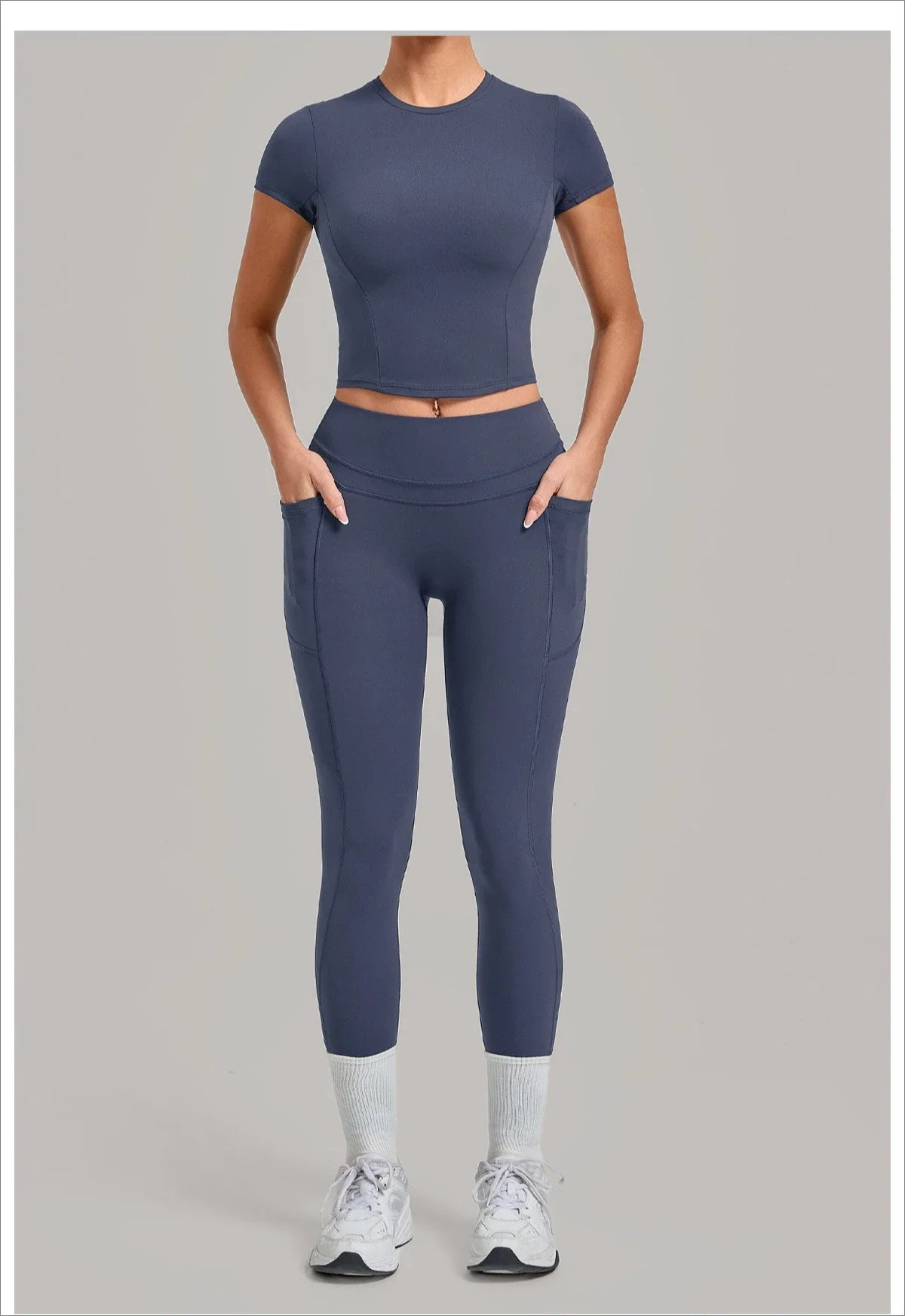 Women's Seamless Yoga Sets Sports Fitness Hip-lifting High Waist Pants Slim Fit Short-sleeve Suits Workout Running Training Sets