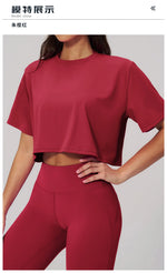 Impact Short Sleeve Yoga T Shirts Women Solid Color O Neck Loose Sports Tops Outwear Gym Running Fitness Workout Suits