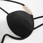 Halter Pearls V-Bar Underwired Bra Cup Bikini Women Swimwear Female Swimsuit Two-pieces Bikini Set Push Up Bathing Suit Swim