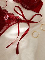 Lady Floral Embroidery Lingerie Set Women Sheer Bra and Brief Underwear Set Satin Sexy Intimates Underwear