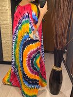 2026 New Colorful Kaftan Tunic Beach Dress Beach Wear Beachwear Beach Cover Up Cover-upsLoose Maxi Dress Female Women V4428