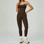 2 Pieces Women's Seamless Yoga Set Fitness Running Sports Set Slim Fit High Waist Beautiful Back Tracksuit