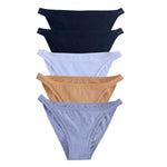 5Pcs/Set Cotton Panties Women Low Rise Briefs Solid Color Underwear Comfort Breathable Underpants M-XL Sexy Lingerie