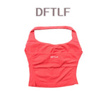 DFTLF Impact Halter Top Women Gym Clothing Backless Seamless Sports Yoga Vest Running Fitness Workout Sleeveless Tank Top