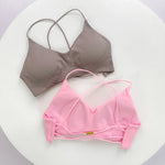 Sexy Soft Fitness Sport Bra Spaghetti Strap Cross Back Hollow Women Top Tight Gym Yoga Underwear Athletic Workout With Chest Pad