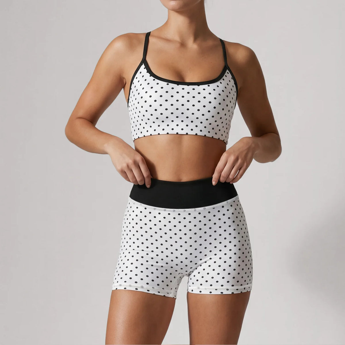 Summer Pink Wave Point Yoga Sets for Women Slim Sports Tank Top Gym Outfits Outerwear High Waist Shorts Training Fitness Suits