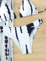 3 Pieces Halter Ring Link Bikini 2026 Women Cut Out Side Cover Up Dress Swimsuit Sexy Swimwear Female Bathing Swimming Swim Suit
