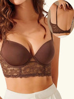 Cross-Border European and American Lace Lingerie for Women, Smooth Backless Bra with Beautiful Back Design, Soft Underwire Bra, Minimizer Bra for Large Busts, Lift-Up Bra