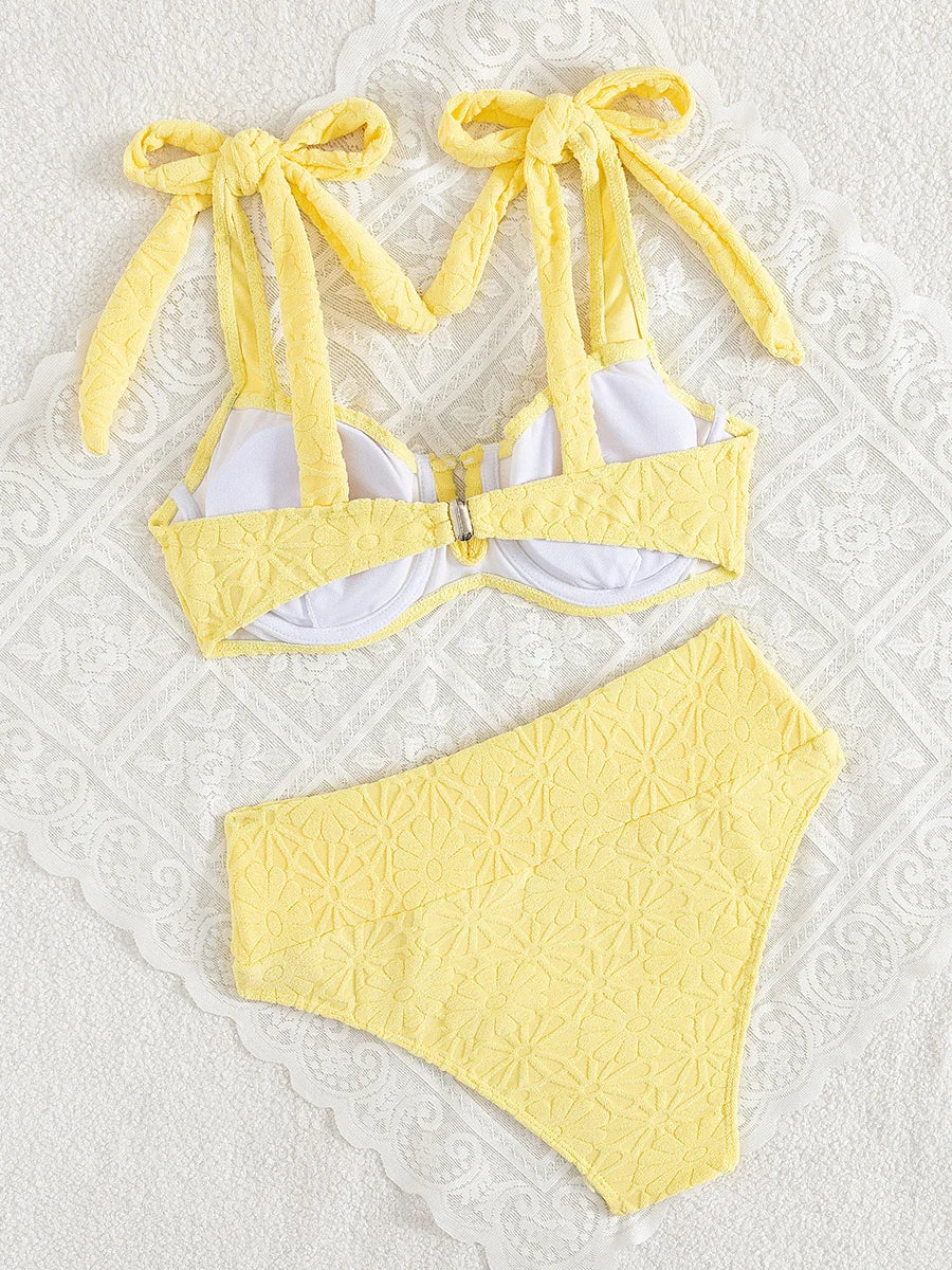 S - XL V Shaped Underwired High Waist Bikini Women Swimsuit Female Swimwear Two-pieces Bikini Set Bather Bathing Suit Swim Lady