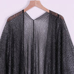 Sexy Fringe Tassel Mesh Sheer Shiny Knitted Tunic Beach Cover Up Cover-ups Beach Dress Beach Wear Beachwear Female Women V3321