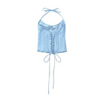 Vietnamese Sexy Backless Halter Neck Camisole For Women Niche Deep V-neck With Hook And Fishbone Waist-cinching Satin Top 02BG