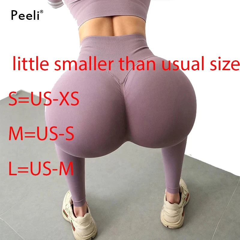 Peeli Sport Women Leggings for Fitness Scrunch Butt Gym Leggings High Waist Seamless Yoga Pants Push Up Nylon Workout Tights