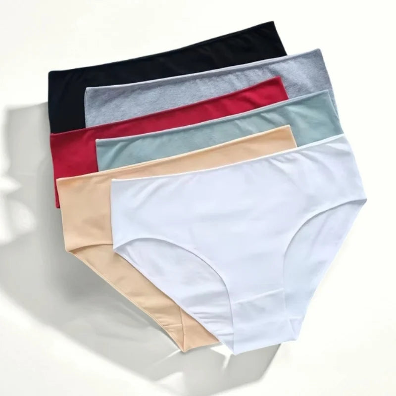 1 Pack Soft Cotton Briefs Women High Waist Panties Ladies Solid Color Women's Full Coverage Plus Size Lingerie M-2XL Intimates