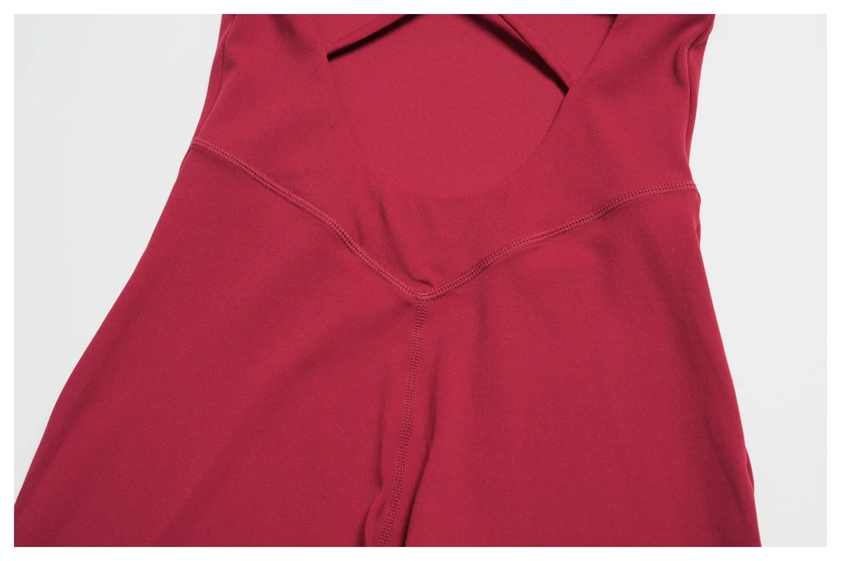 Summer New Hollow Open Back Criss Cross Yoga Jumpsuit Women Outdoor Solid Sleeveless Hip Lifting Pleate Sports Fitness Suits