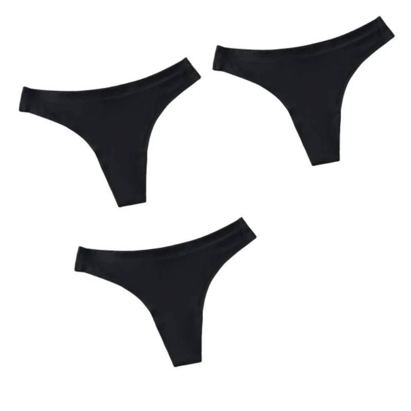 3Pcs/Set Women Panties Ultra-thin Thongs Female Underpants Seamless Underwear Sports Soft Solid Color Low Rise G-string