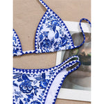 Sexy Flower Printed Halter Bikini Women Swimwear Female Swimsuit Two-Pieces Bikini Set Brazilian Bather Bathing Suit Swim V8203