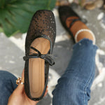 BigSize 43 Breathable White Lace Mary Jane Flats Women Comfy Walk Square Toe Casual Office Lady Ballet Flats Shoes Daily Wear