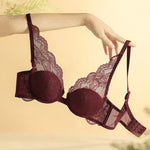 Red Black Lace Bra for Women Sexy Hot Bra Thin Unlined Minimizer Slimming Push-up Bra 70 75 80 85 BCDEWomen Underwear OWD6145